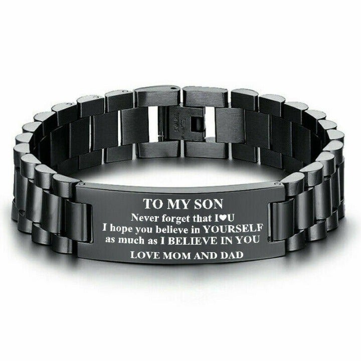 Inspirational To My Son Men Bracelet Byzantine Chain Encourage Gift From Dad&Mom