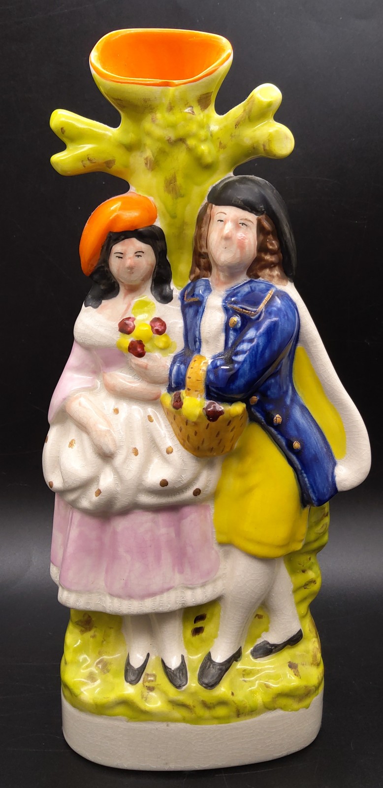 Antique Staffordshire Spill Vase Figurine Man & Woman Couple
