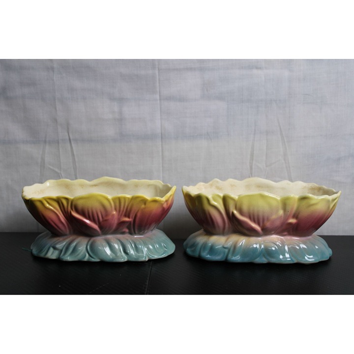 Two Beautiful Ceramic Tulip Planters With Eye Catching Colors