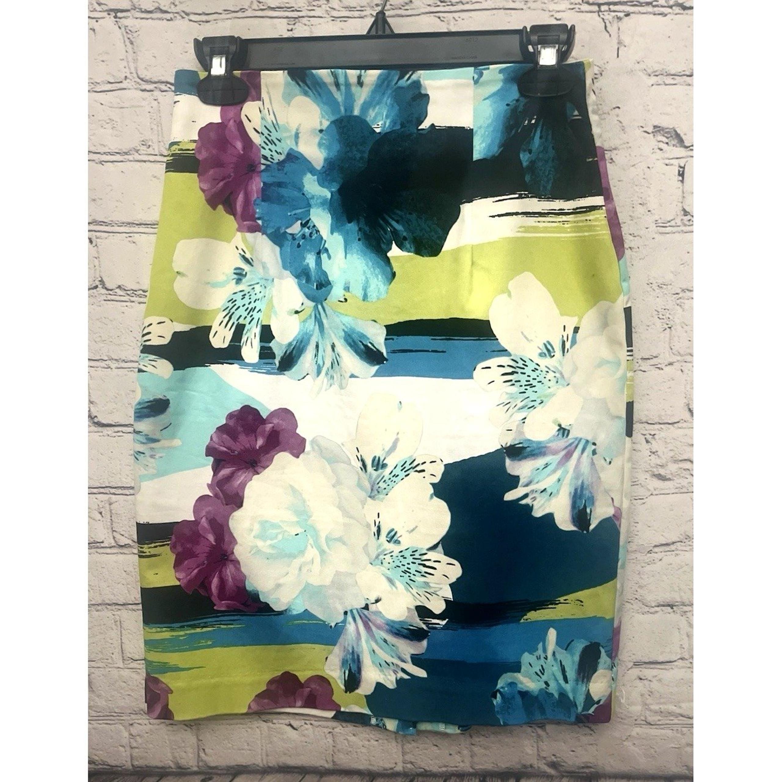 Skirt Womens 4 Floral Straight Pencil Watercolor Art Easter Spring - Worthington