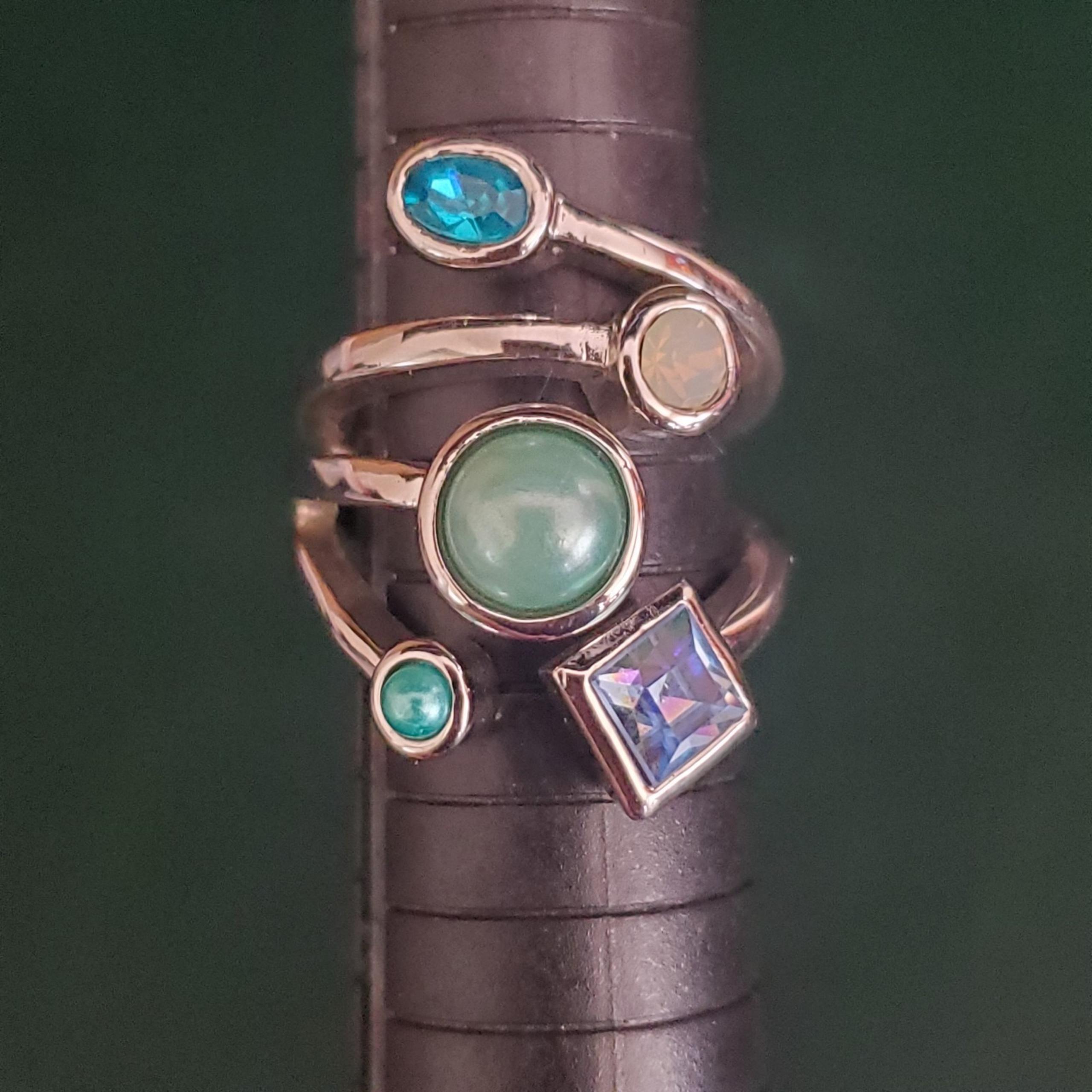 Lia Sophia Celestial Design Women's Ring Silver Tone 5 Stones Size 7 Signed