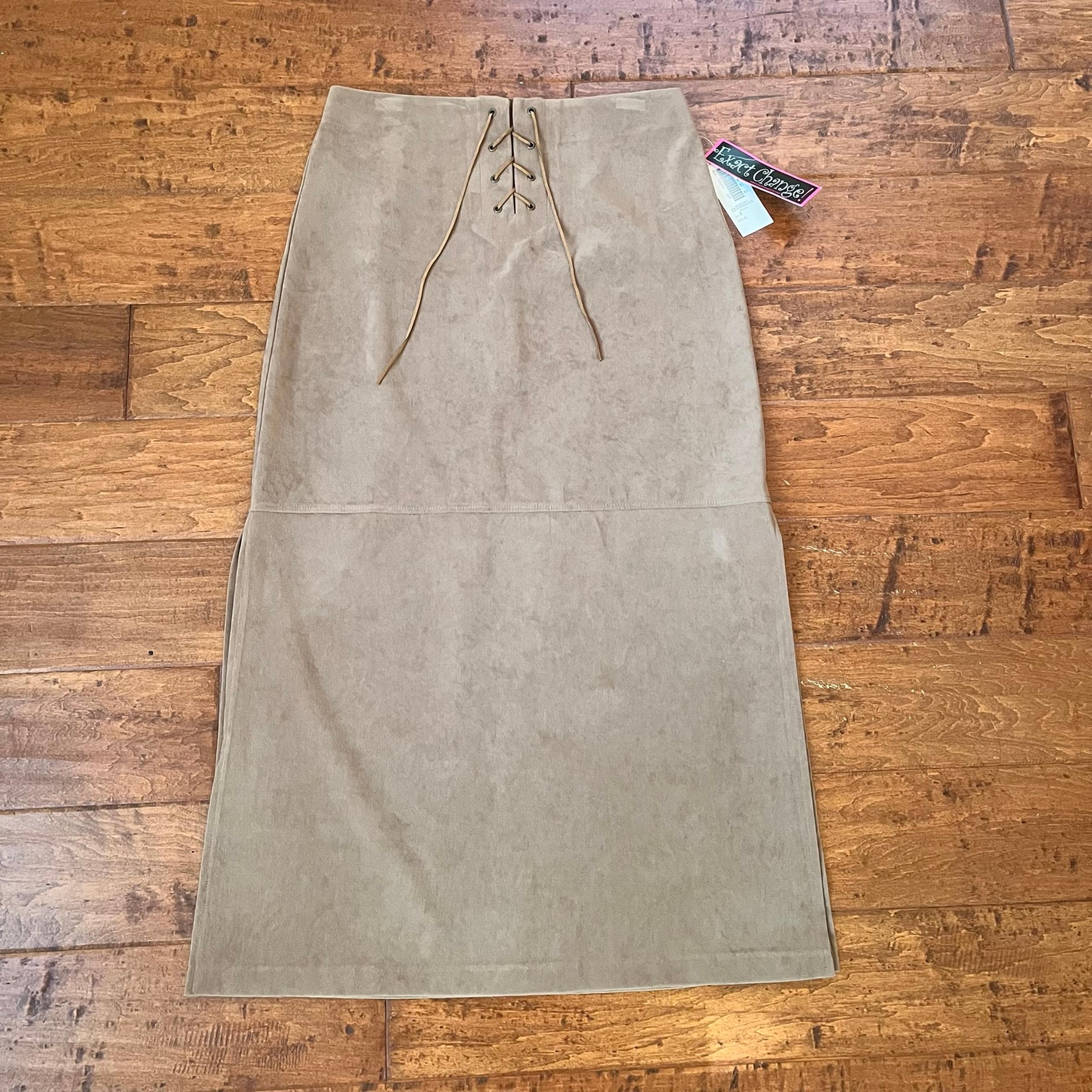 Exact Change Y2K Faux Suede Midi Skirt Size 9