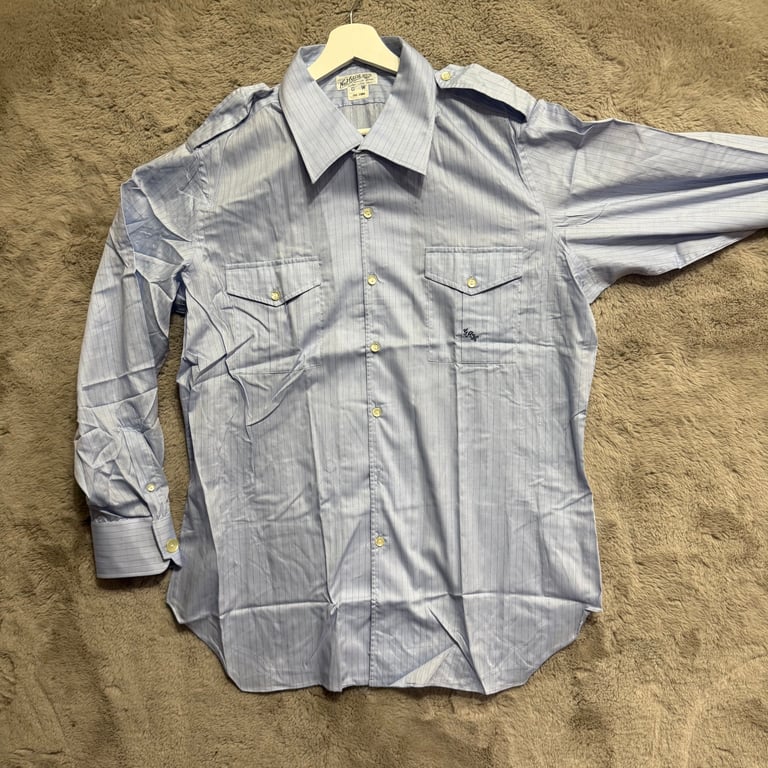 Vintage Nat Wise Light Blue Striped Long Sleeve Shirt Size M/L Oct 1984 Frank