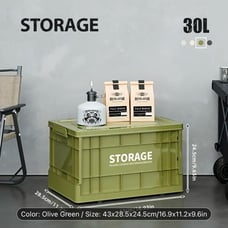 1pc Industrial Style Multipurpose Plastic Storage Box with Wheels 30L