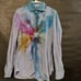 Isaia Napoli Spiral Tie Dye Shirt Neck Size 16 Size Large Rainbow Dress Plaid