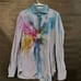 Isaia Napoli Spiral Tie Dye Shirt Neck Size 16 Size Large Rainbow Dress Plaid