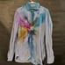 Isaia Napoli Spiral Tie Dye Shirt Neck Size 16 Size Large Rainbow Dress Plaid