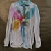 Isaia Napoli Spiral Tie Dye Shirt Neck Size 16 Size Large Rainbow Dress Plaid