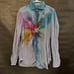Isaia Napoli Spiral Tie Dye Shirt Neck Size 16 Size Large Rainbow Dress Plaid