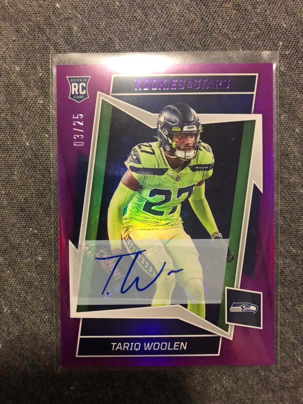 2022 Panini Rookies & Stars True Purple Tariq Woolen Auto 3/25
