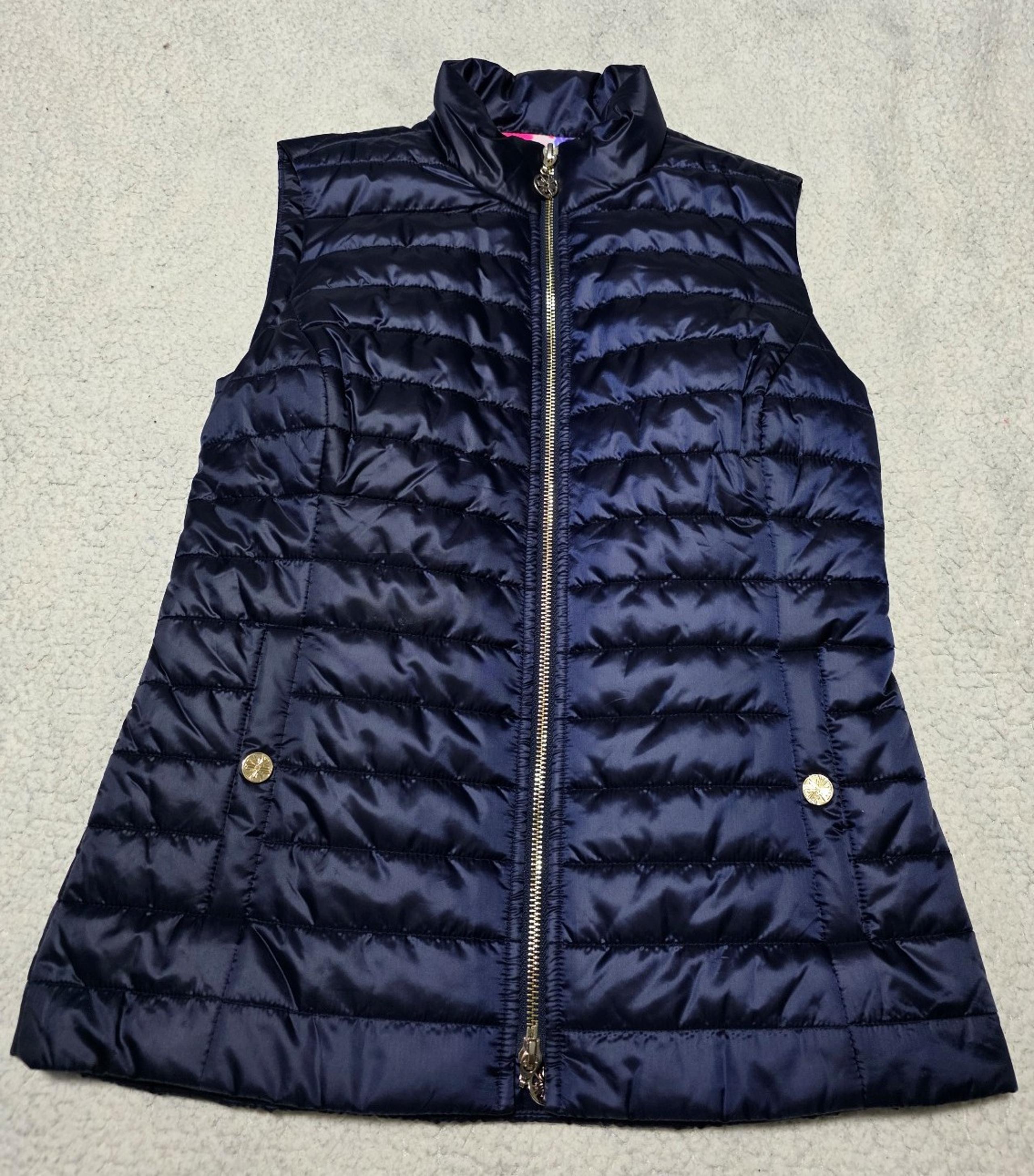 Lilly Pulitzer Women’s Elyn Packable Puffer Vest Midnight Navy Blue Size XS