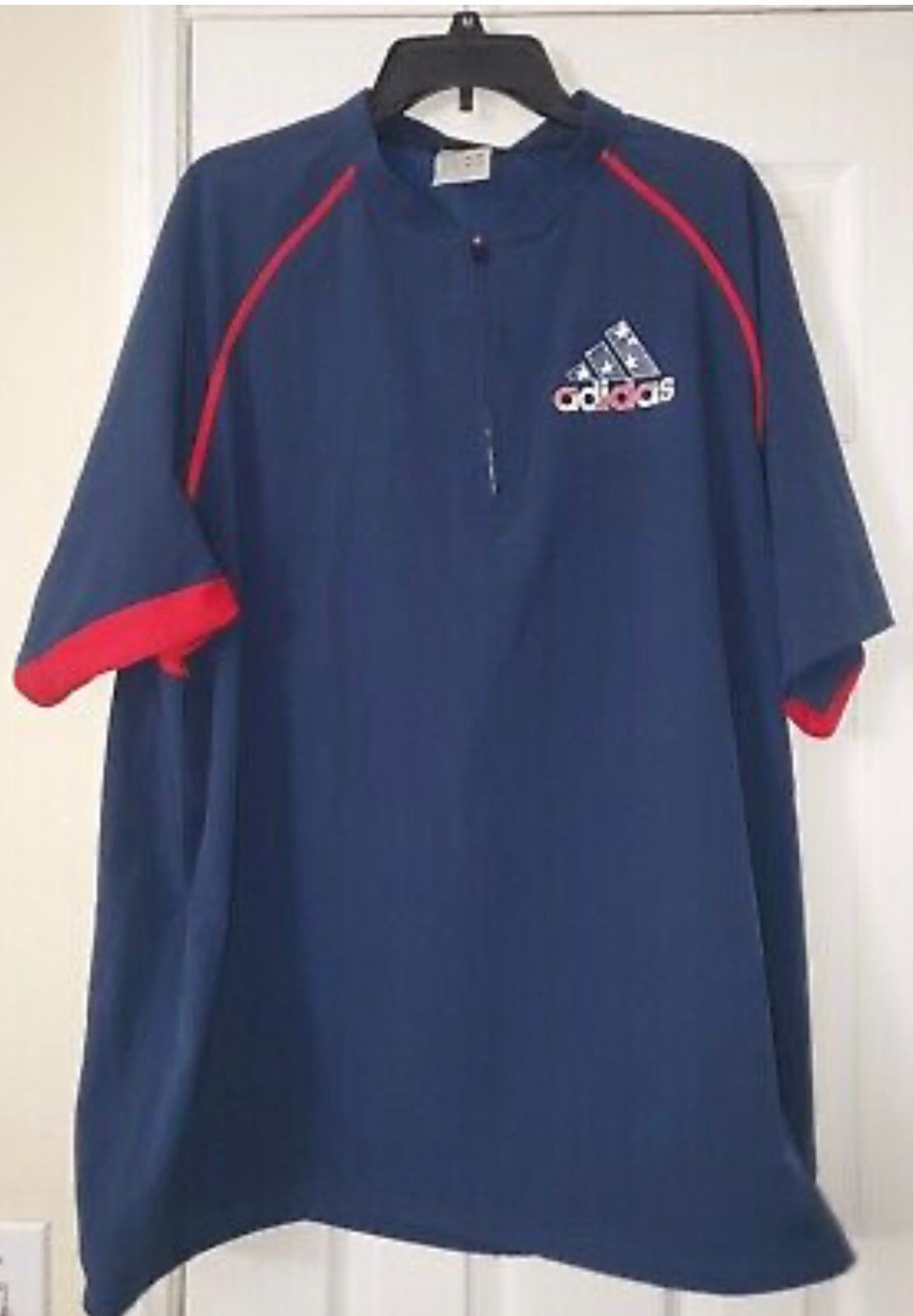 Men Adidas Baseball Warm-Up Shirt USA Flag Logo Size XL