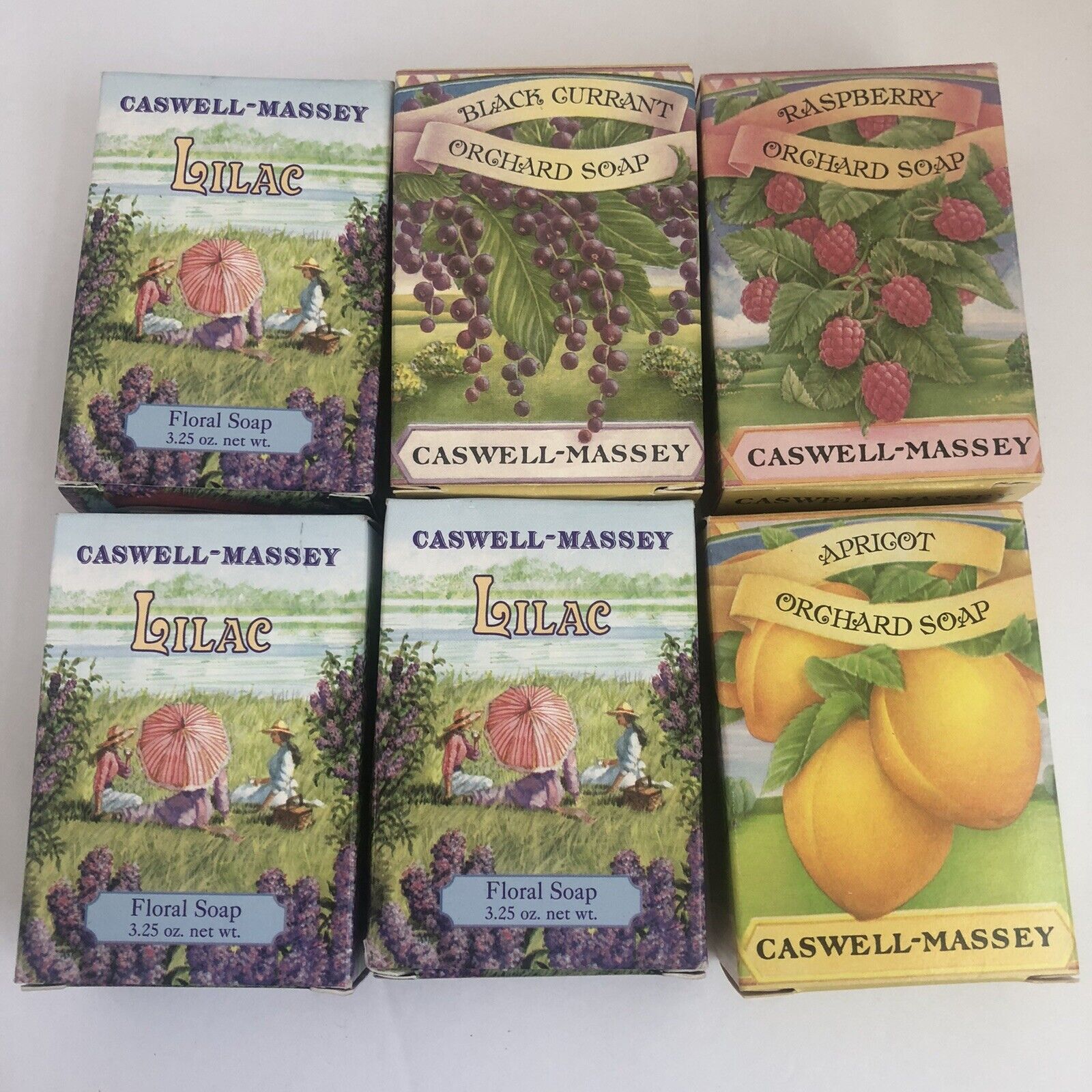 Casswell-Massey Damask Lot of 6 Orchard Raspberry Apricot Currant Lilac 3.25oz