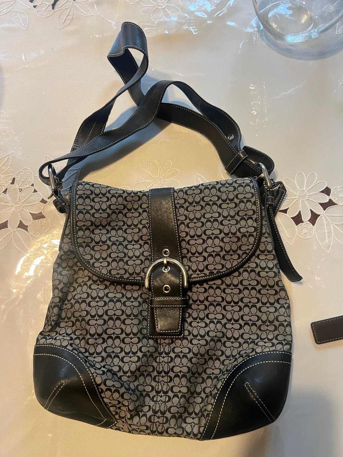 Vintage Coach Jacquard Duffle Crossbody Or Shoulder Bag Purse
