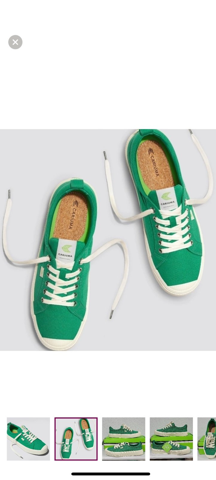 Cariuma Oca Low Canvas Sneakers Emerald Green Unisex W10/M8.5Organic Cotton.