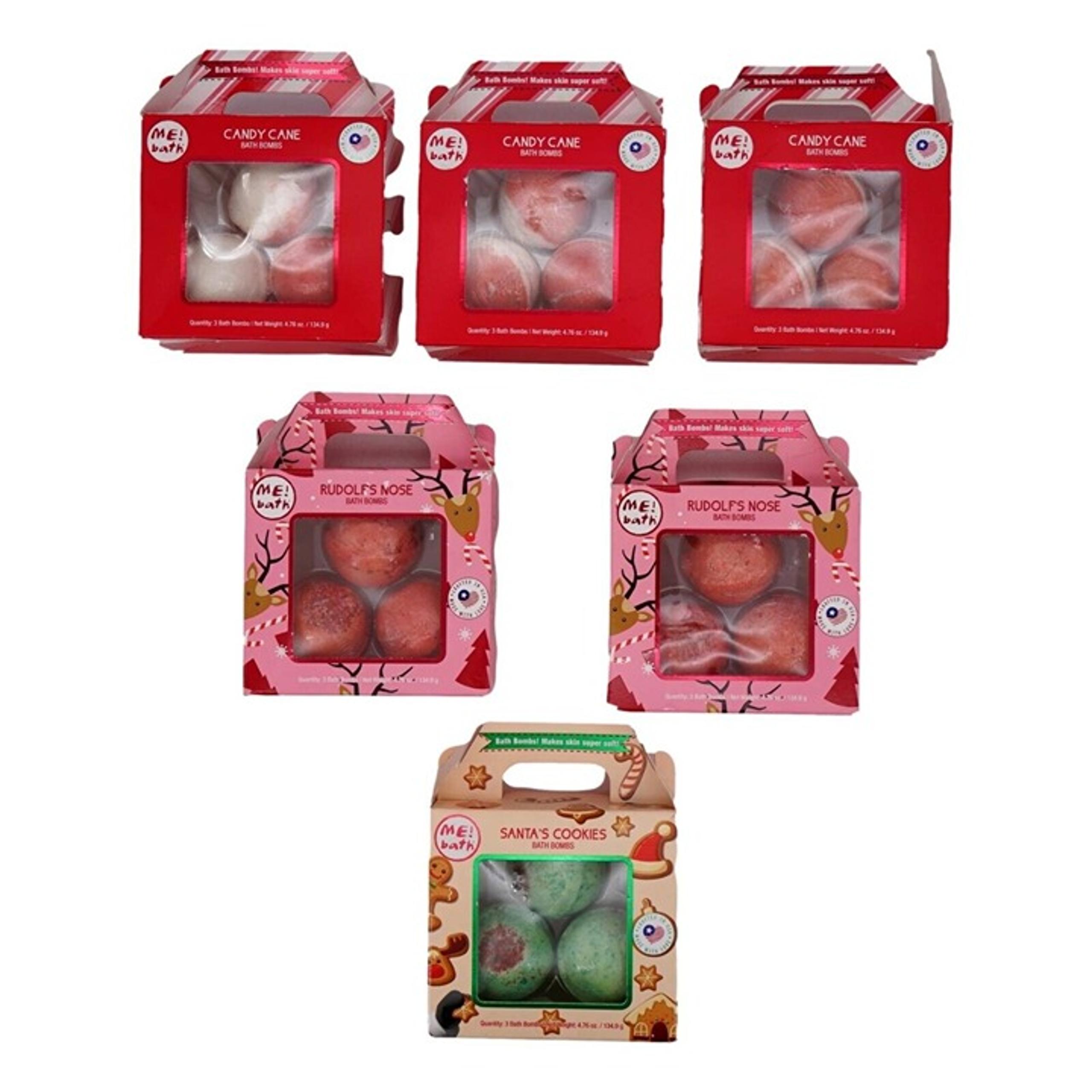 Bath Bombs (18 count, 6 boxes) Cookie, Peppermint Mocha, Candy Cane Stocking USA
