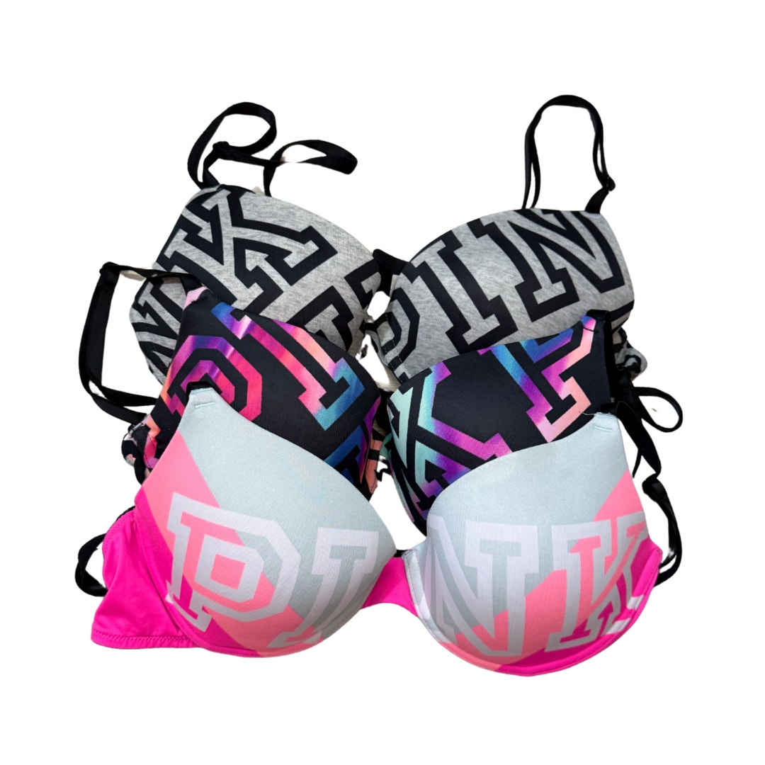 Pink Victorias Secret Bra Lot of 3 Size 36 B Wear Everywhere T Shirt Bras