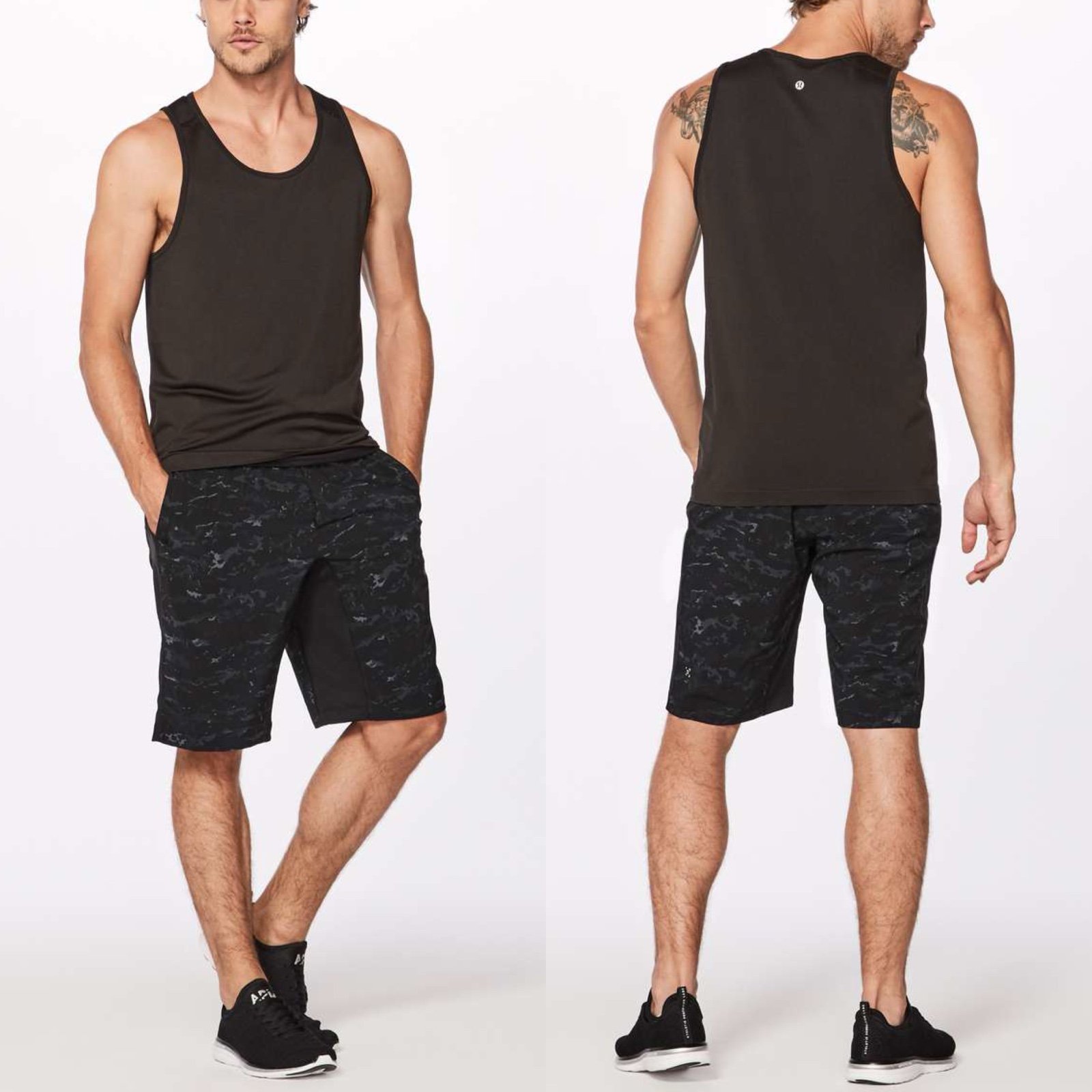Lululemon T.H.E. Short Linerless Sz XL/9 In The Elements Cyberspace Black