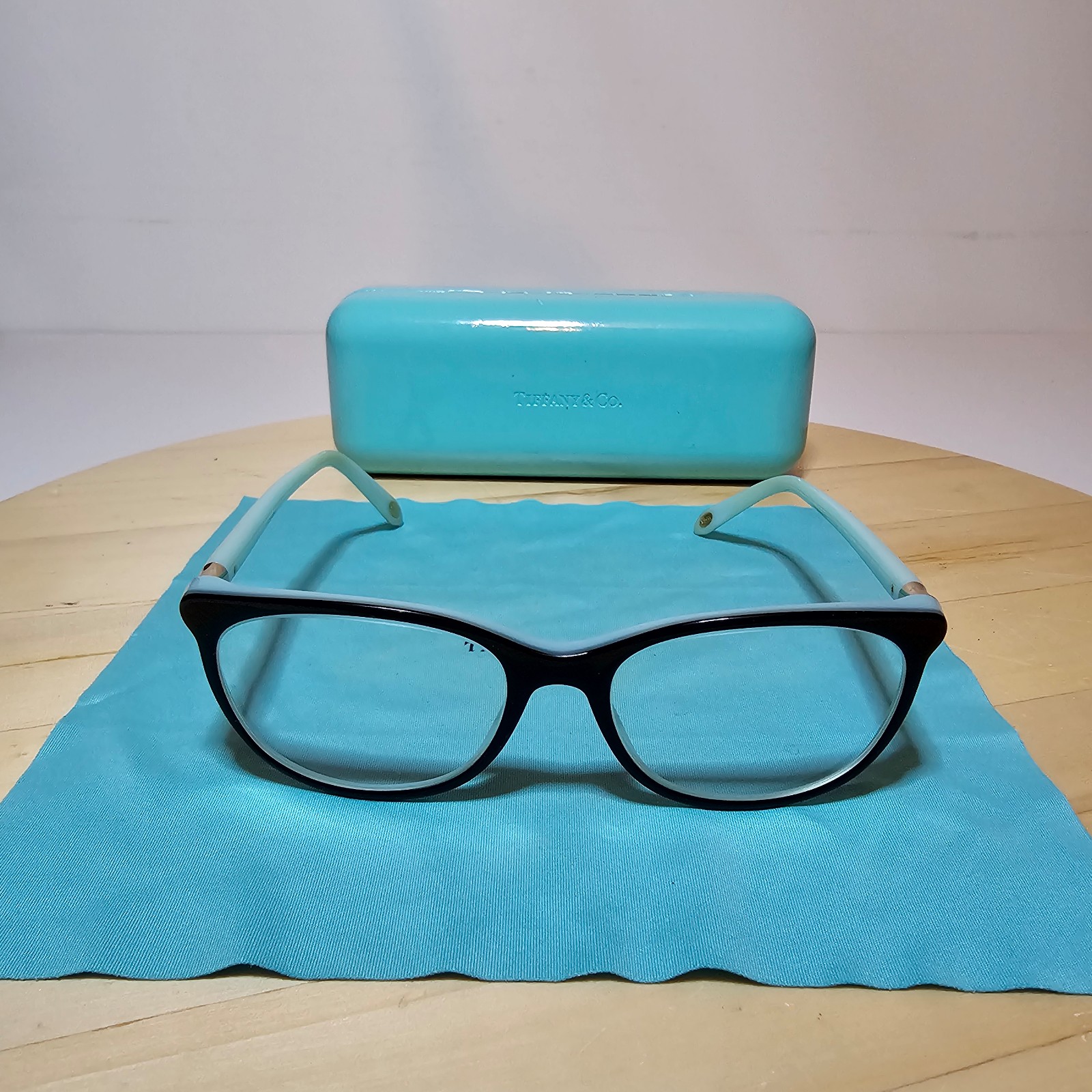 Tiffany&Co TF 2135 Eyeglasses FRAMES 8163 Black 52□16 140 Pearl Blue With Case