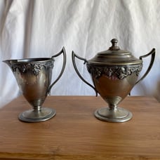 Antique silver plated creamer set vintage
