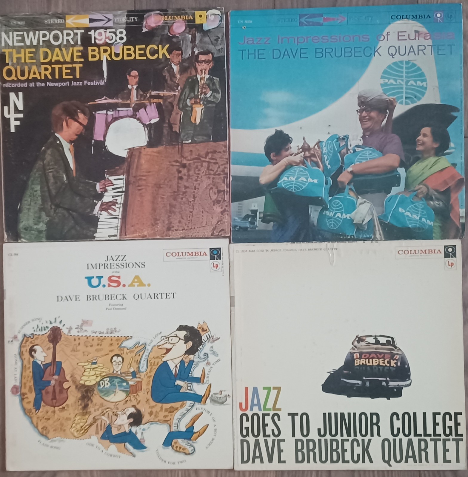 LOT OF 4 DAVE BRUBECK JAZZ- JUNIOR COLLEGE/JAZZ OF EURASIA-USA-NEWPORT 1958~ EX