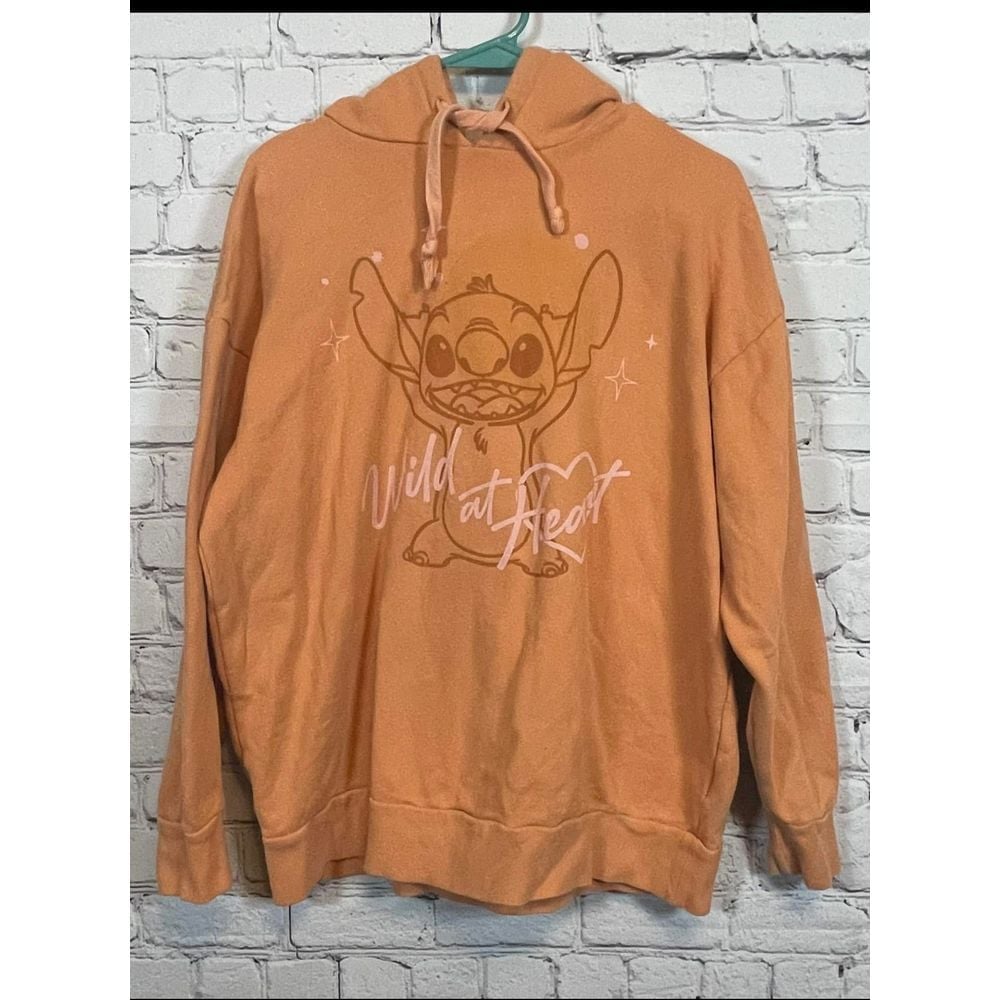 Disney LILO Peach Coral Oversized Hoodie Sweatshirt Cozy Loungewear Small