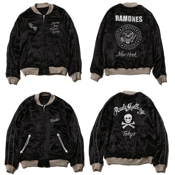 RAMONES × RUDE GALLERY Sukajan Size 2 Rayon Black