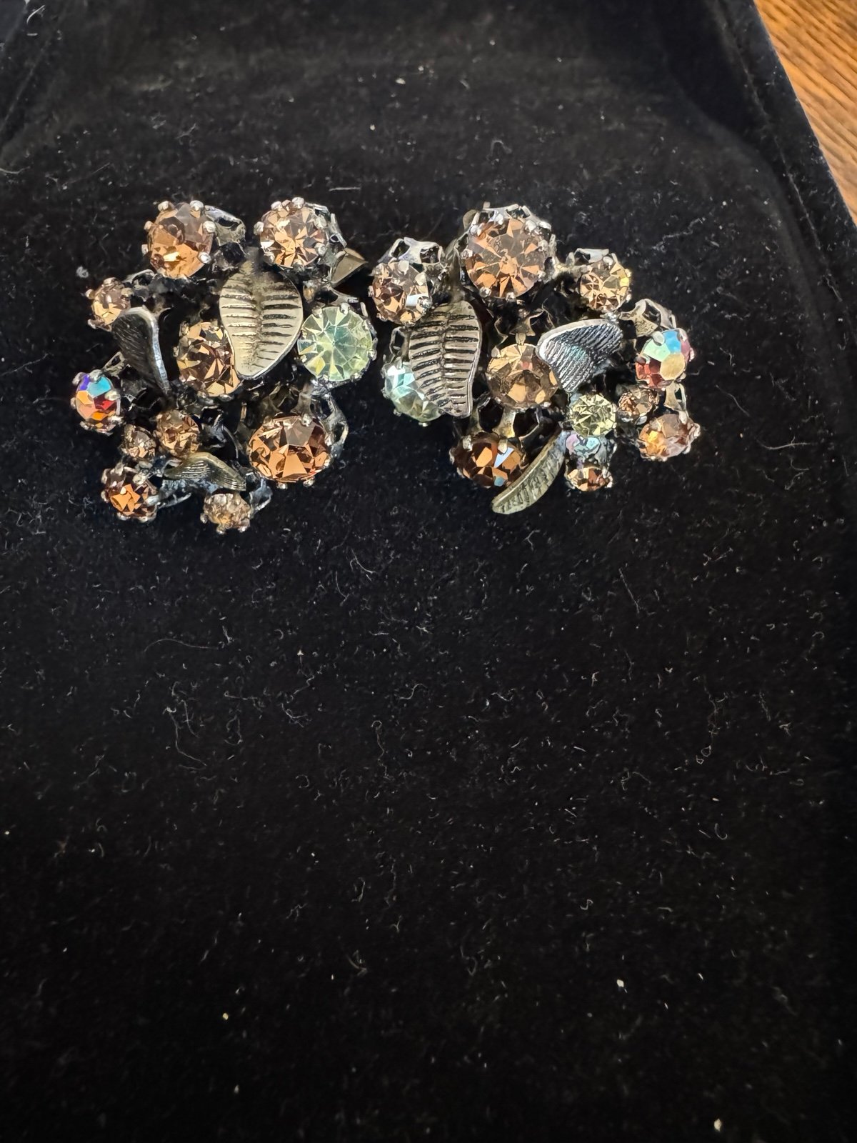 Vintage Gold Tone Topaz Austria Crystal Earrings
