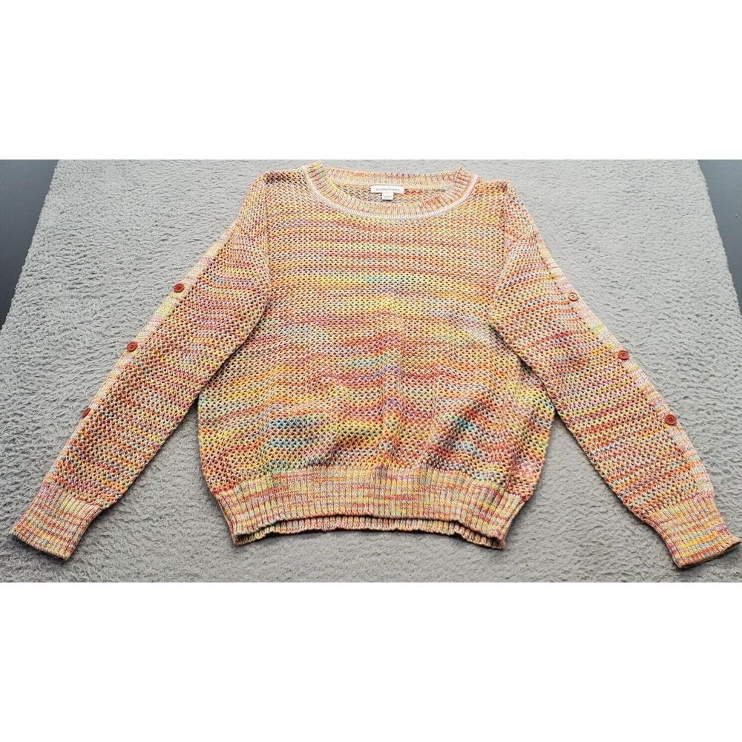 John Paul Richard Sweater Womens Large Multi Knit Long Sleeve Crew Neck Pullover