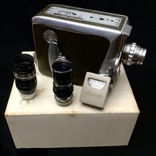 Keystone Olympic Turret Model K-38 8mm Camera 3 Lenses, Light Meter, And Box
