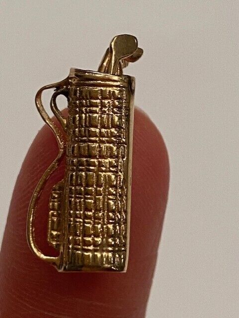 Vintage 14K Yellow Gold Golf Clubs in Golf Bag Charm