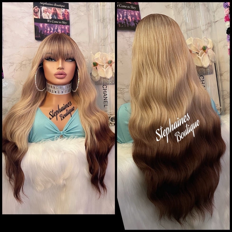 Human Hair Blended Bang Wig