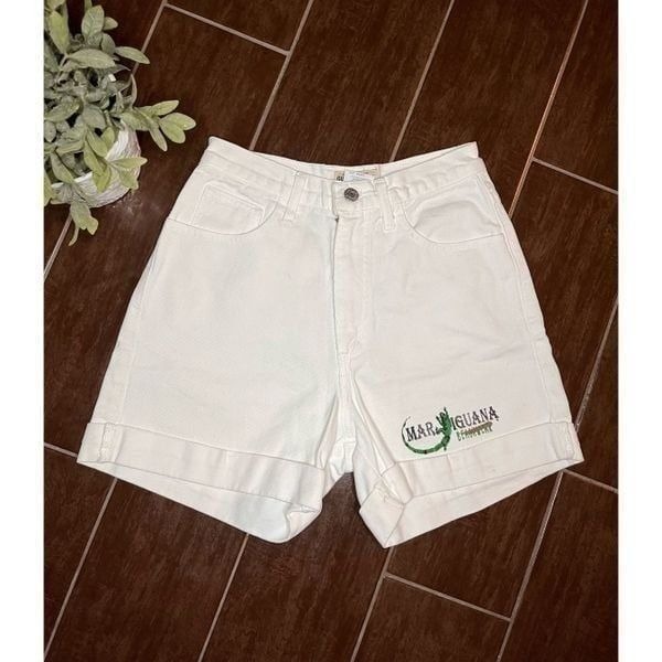 Guess white denim beach resort cuffed shorts sz 27