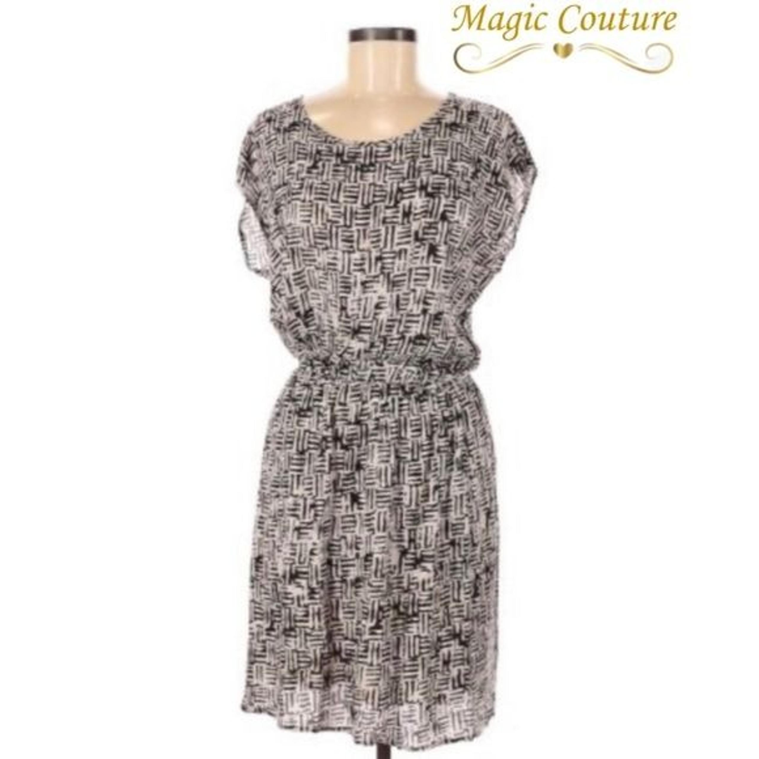 Ella Moss Dress Black and White Abstract Layered Dress