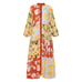NWT Carolina K Josefina Floral Patchwork Button-Front Maxi Dress Peonies Size XS