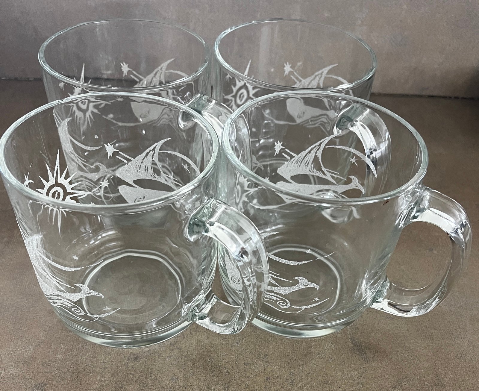 Large Glass Mugs - Set of 4