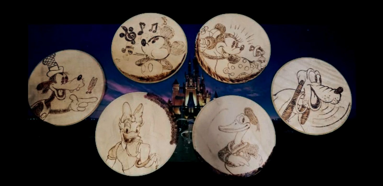 Disney wood burn character set