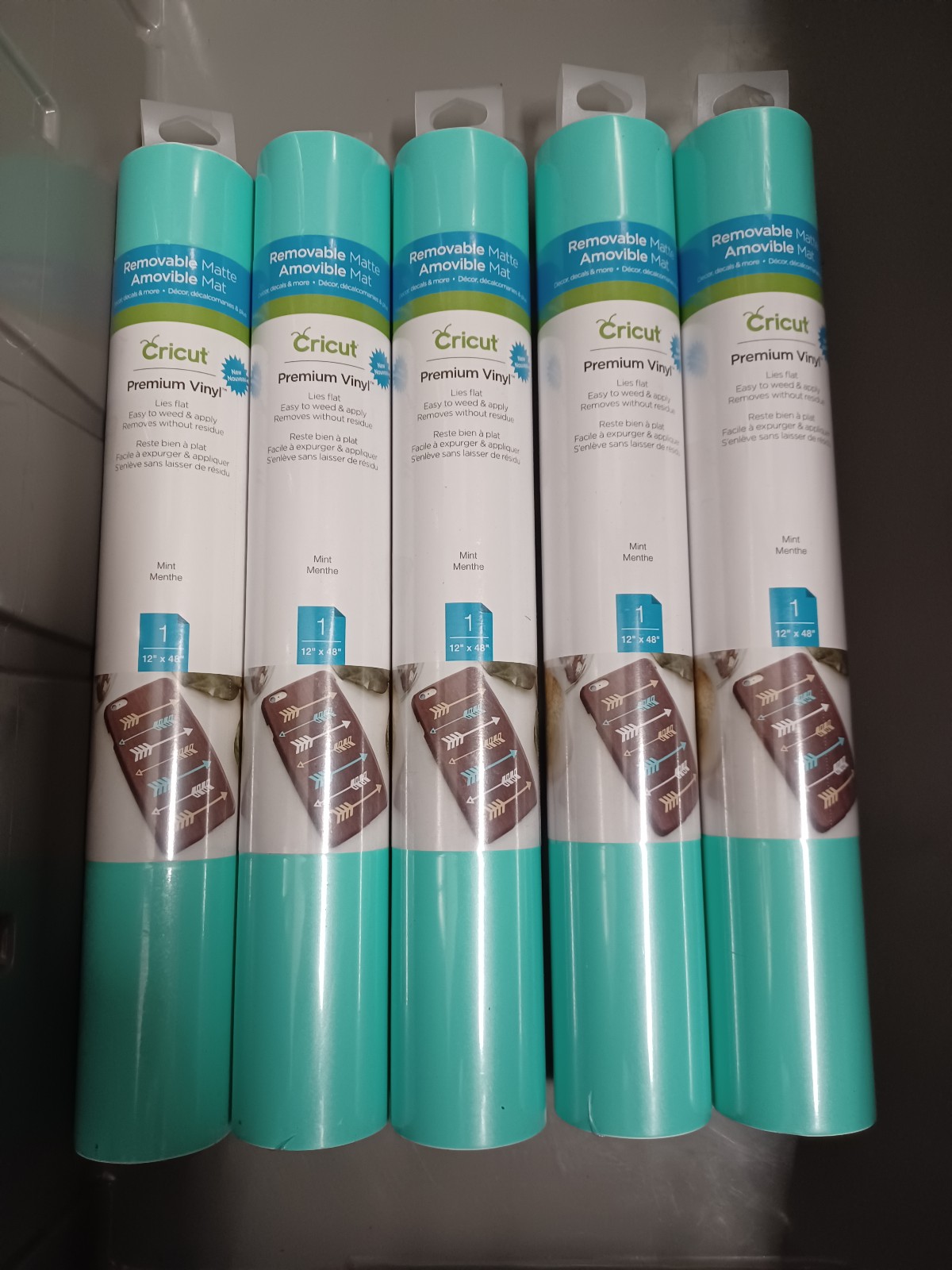 5 - (12 ×48 ) Rolls of Removable Matte Premium Vinyl