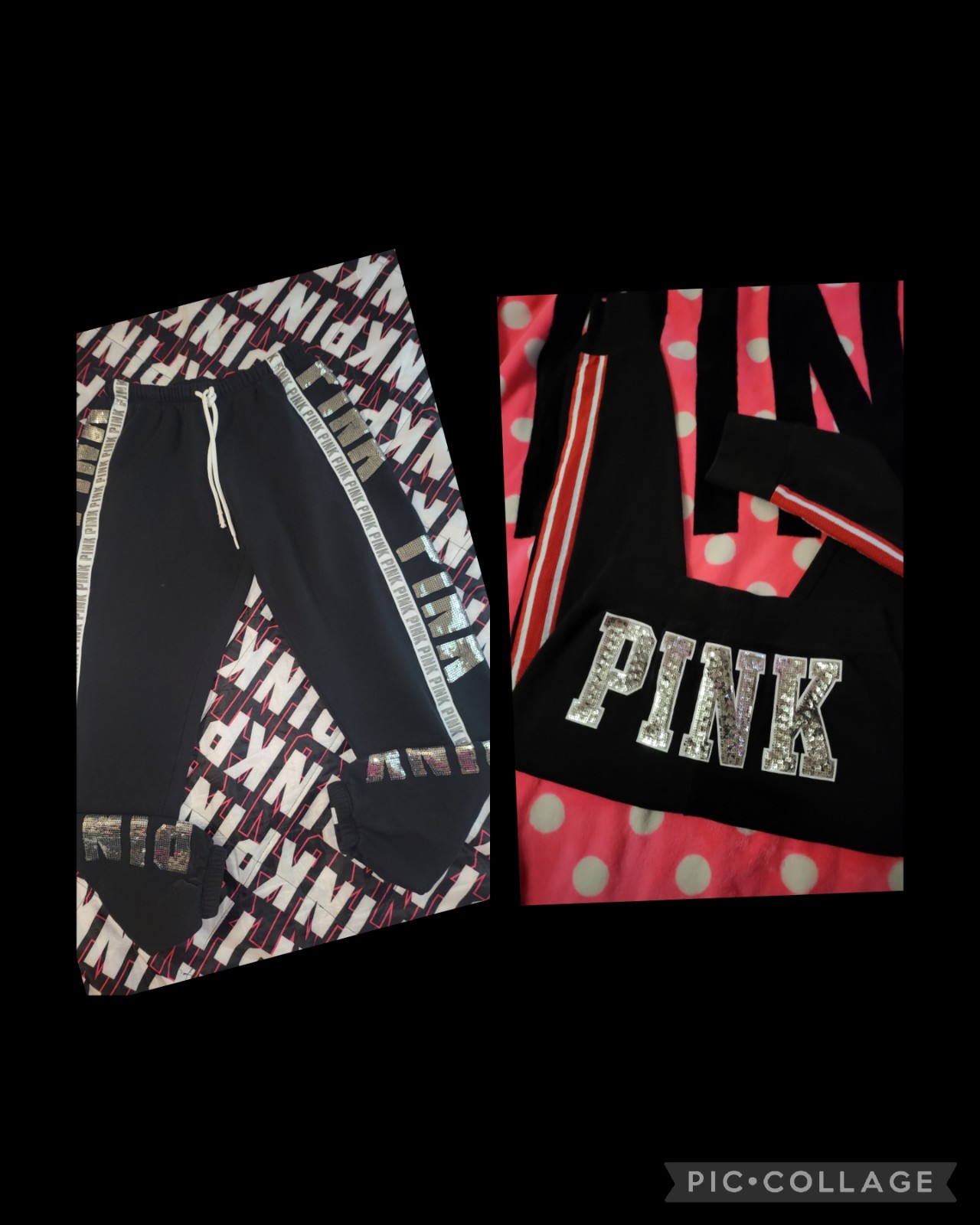 VICTORIA SECRET PINK BLING SEQUIN JOGGERS **SMALL