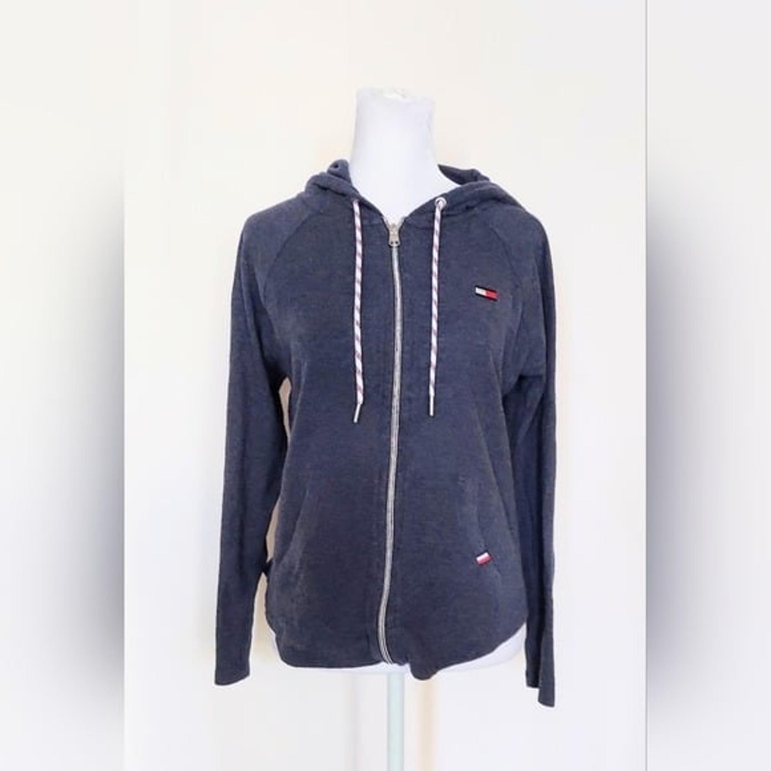 Tommy Hilfiger Sport Womens Size Small Full Zip Cotton Blend Hoodie Pockets Blue