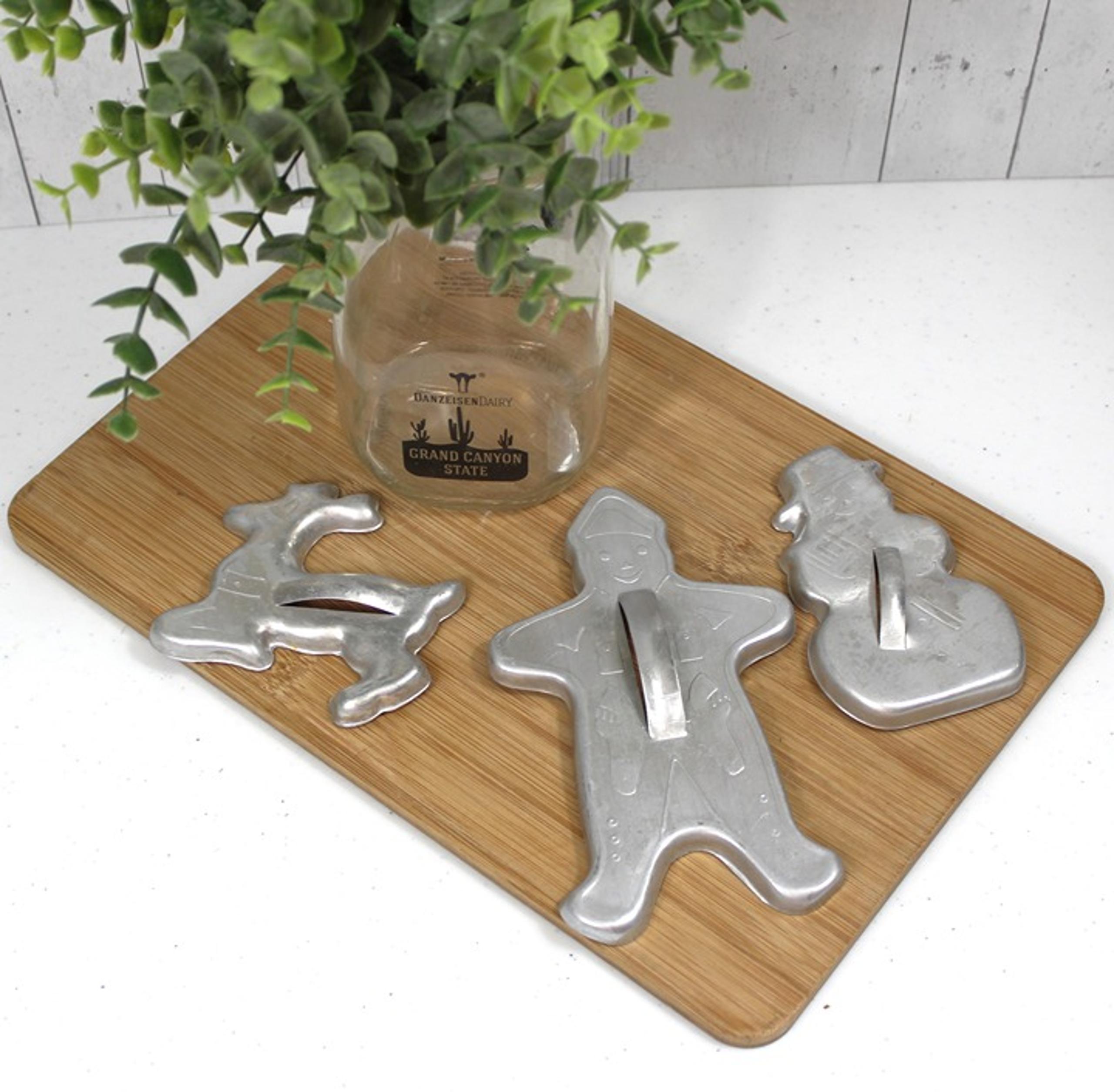 Vintage Aluminum Officer Sheriff Reindeer Snowman Cookie Cutter with Handle