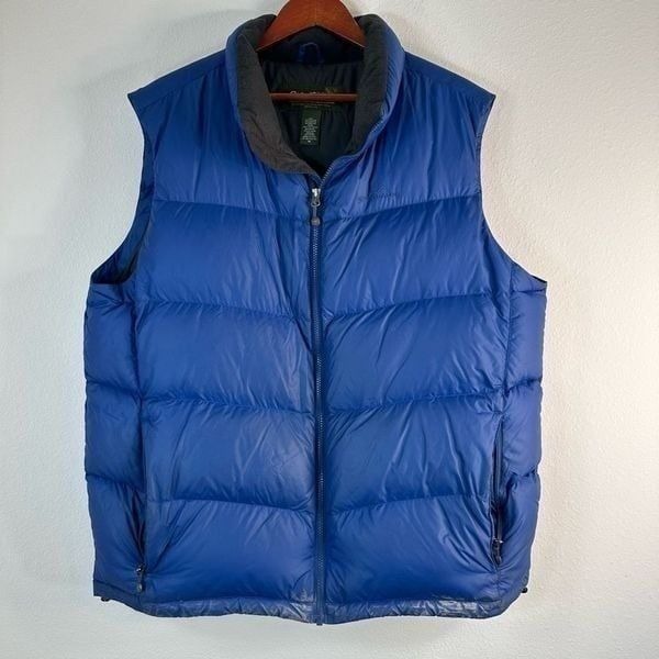 Eddie Bauer Goose Down Blue Puffer Vest Mens XL Nylon Shell EB700 Fill Gropcore