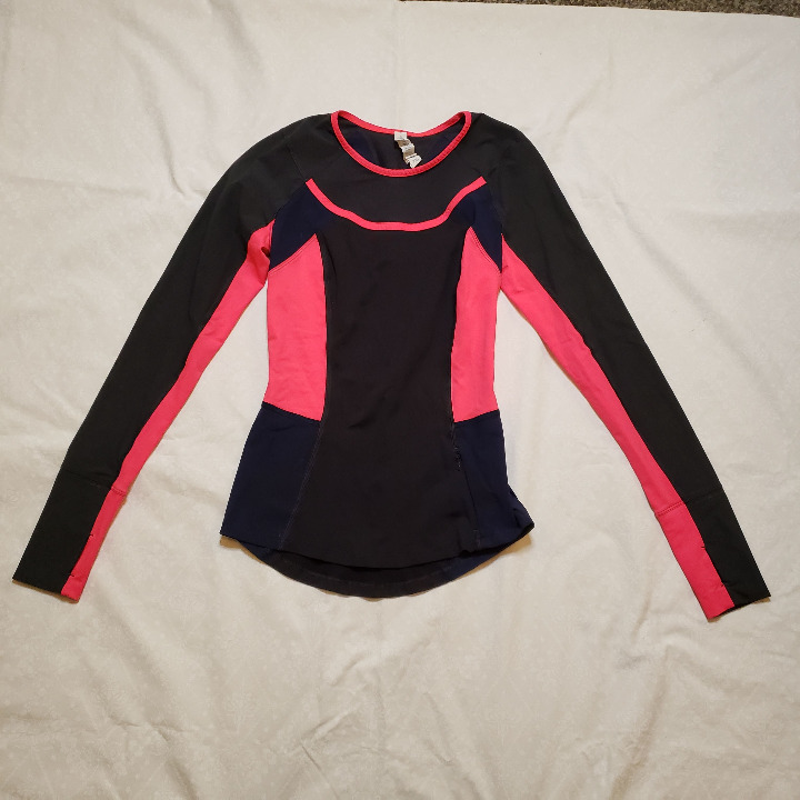 Lululemon Amarinth Long Sleeve Shirt - Vendetta Navy Black Pink - Size 2