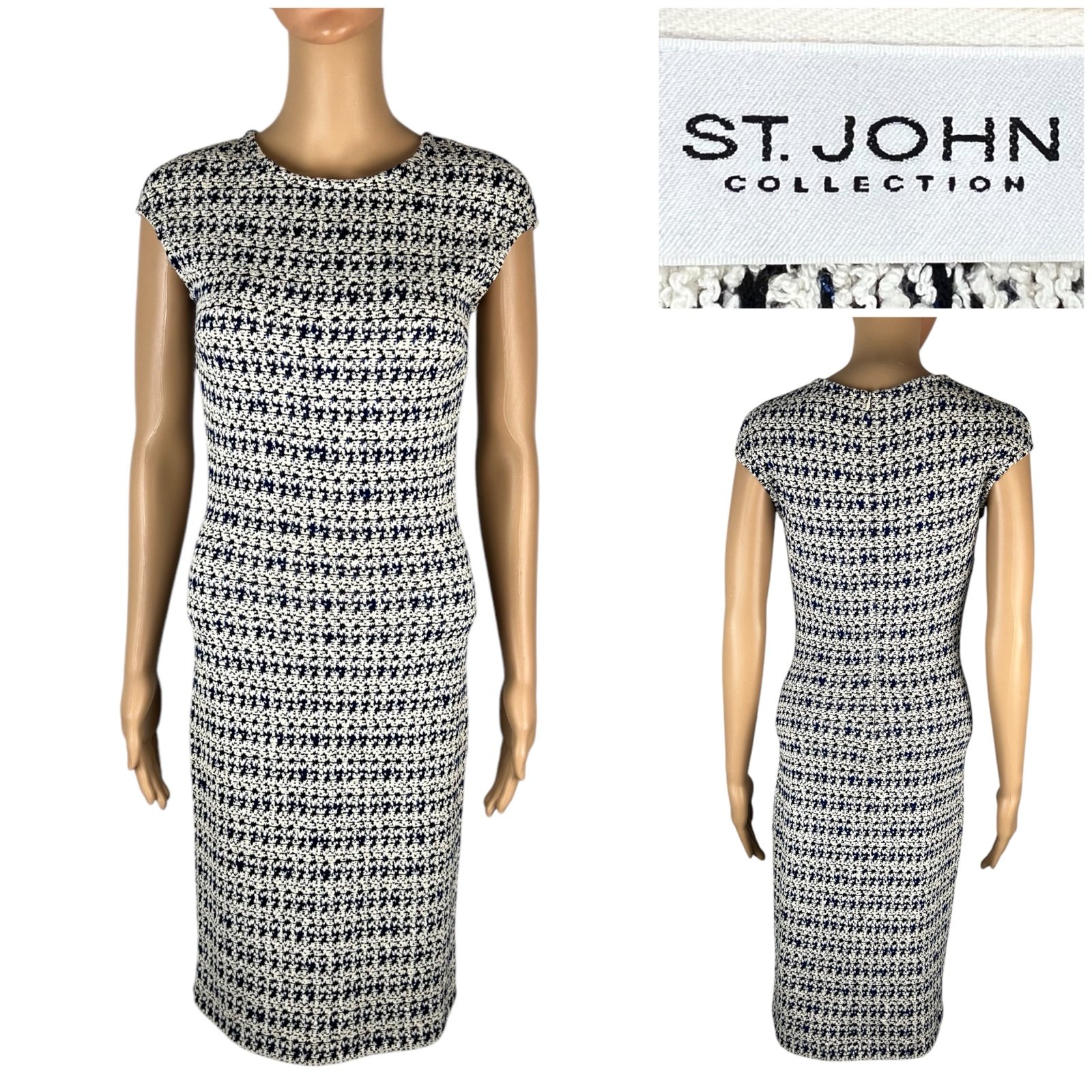 St John Collection Womens 0 Dress Midi Rayon Wool Blend Casual Formal Knit