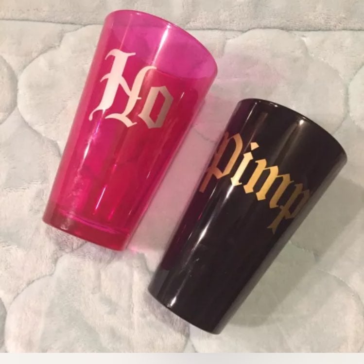 His & Hers Pint Glass Set Pimp Cup Ho Mens Womens Beer Beverage Glasses Wedding