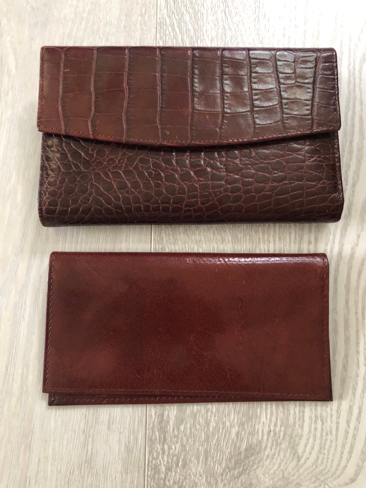 Crouch & Fitzgerald Leather Large Alligator Wallet Clutch