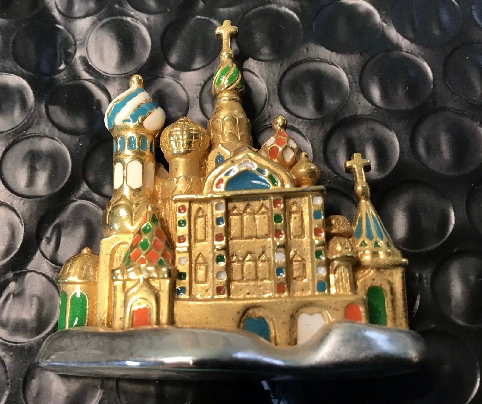 Joan Rivers Enamel Cathedral Brooch