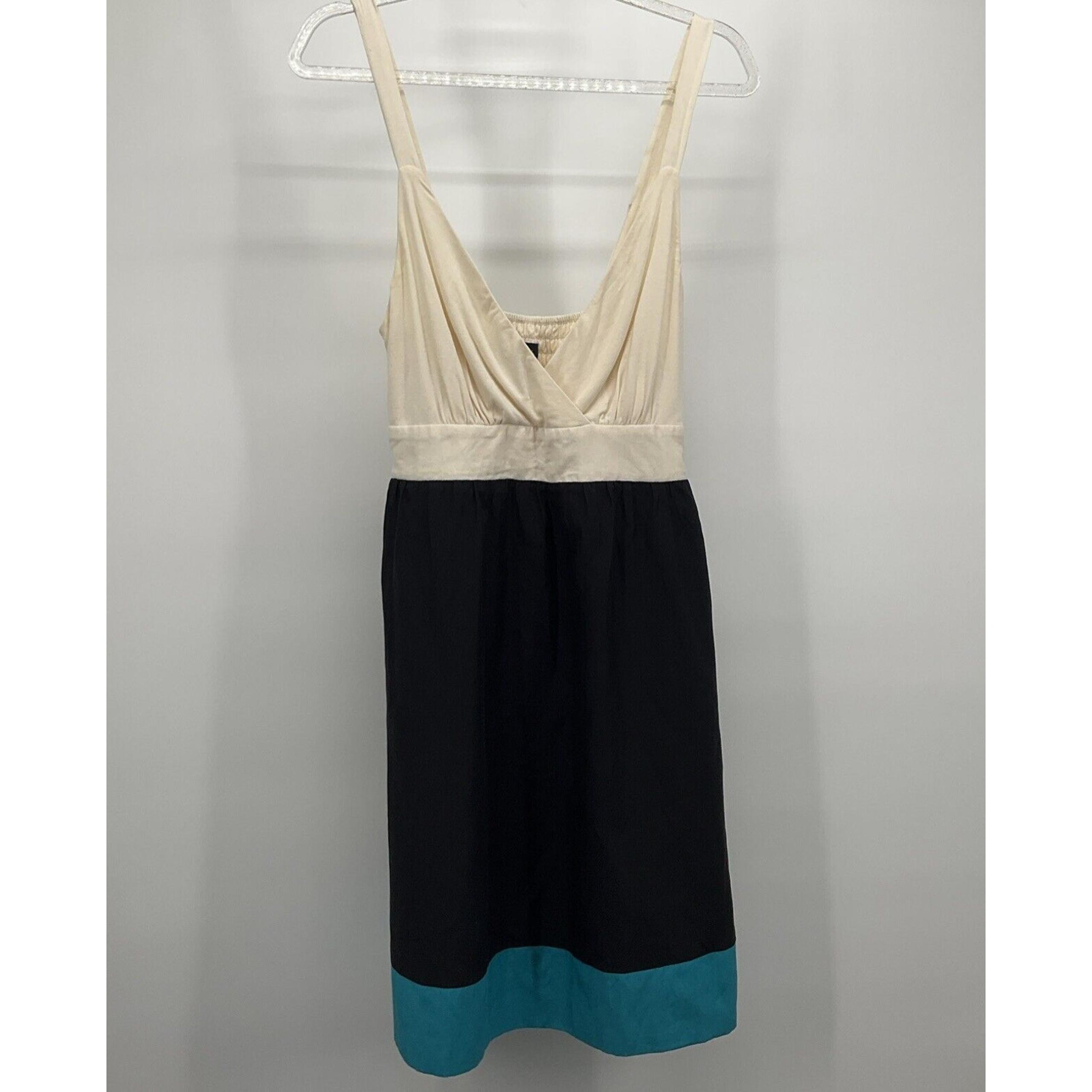 Guess Dress Med Mini Teal Black Cream Colorblock Y2k Flowy Elastic Stretch