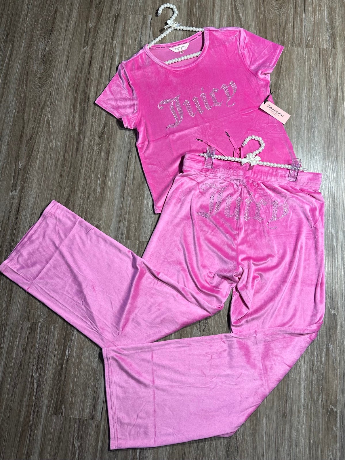 Juicy Couture Velour (2) Piece Pant Set Size X-Large NWT Pink Polish