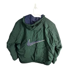 Vintage Nike Big Swoosh Windbreaker Zip Up Insulated Light Jacket XL 90s Green